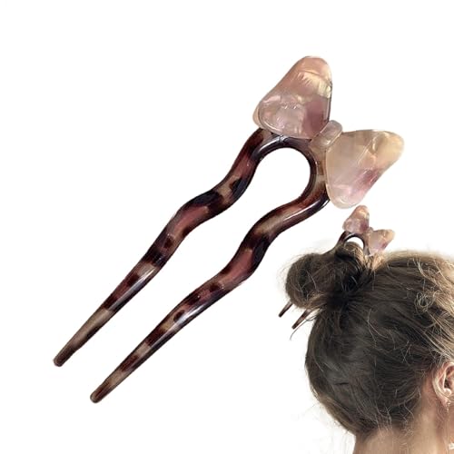 Humdcdy Französische Haarnadel | Haarnadeln für dickes Haar | Niedliche Fliege, ästhetische U-förmige Frauen-Kopfschmuck, französischer Retro-Stil Haarschmuck Humdcdy Französische Haarnadel | Haarnadeln für dickes Haar | Niedliche Fliege, ästhetische U-förmige Frauen-Kopfschmuck, französischer Retro-Stil Haarschmuck von Humdcdy