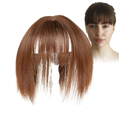 Humdcdy Pony-Clip-in-Haarverlängerungen, Clip-on-Pony-Haarverlängerungen für Frauen,Französischer Pony zum Anklipsen - Echthaar-Pony, natürlicher französischer Pony, Wispy Bangs-Haarspange, Haarspange von Humdcdy