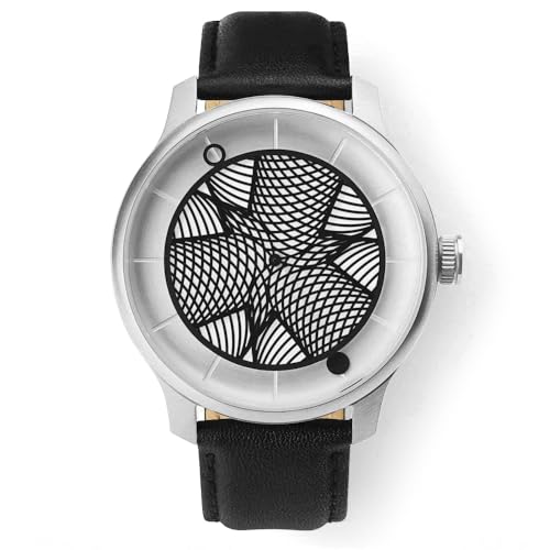 Humism Eidos Automatico Stahl Saphir Weiß Schwarz 3D Leder Uni, Schwarz , Armband von Humism