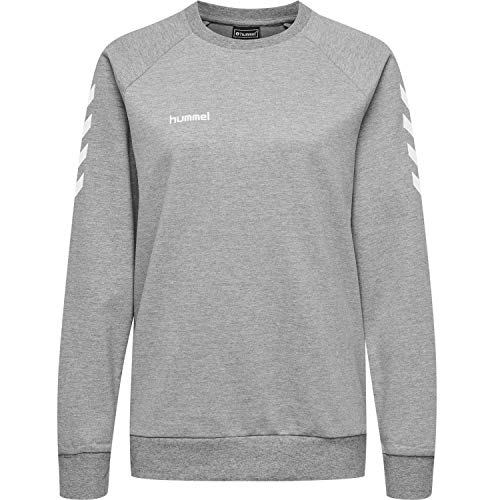 Hummel Damen Pullover Go Cotton Sweatshirt Woman 203507 Grey Melange S von hummel