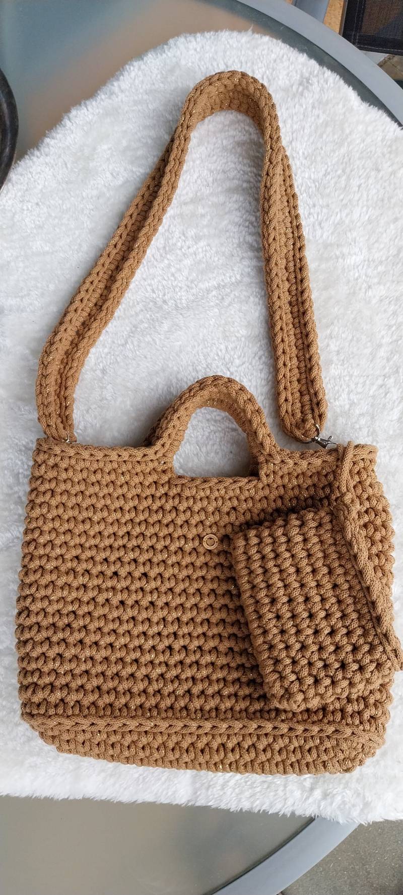 Häkeltasche Shopper Mit Abnehmbaren Schulterriemen Und Befestigter Innentasche von HummelsHandmade