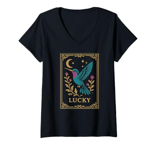 Damen Glückliche Kolibri-Blumen T-Shirt mit V-Ausschnitt Damen Glückliche Kolibri-Blumen T-Shirt mit V-Ausschnitt von Hummingbird Bird Lover Design Co.