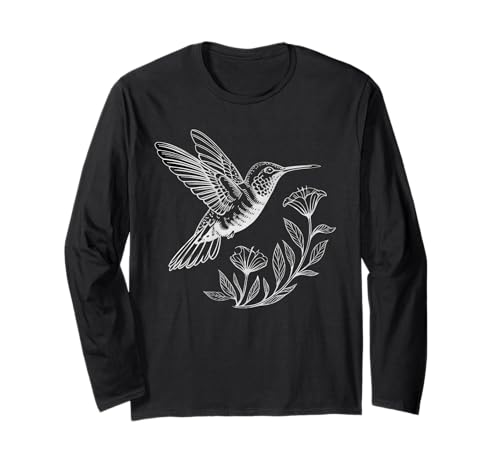 Kolibri Blumen Blumenkunst Vögel Liebhaber für Männer Frauen Langarmshirt Kolibri Blumen Blumenkunst Vögel Liebhaber für Männer Frauen Langarmshirt von Hummingbird Floral Graphic Art Bird Lover Apparel