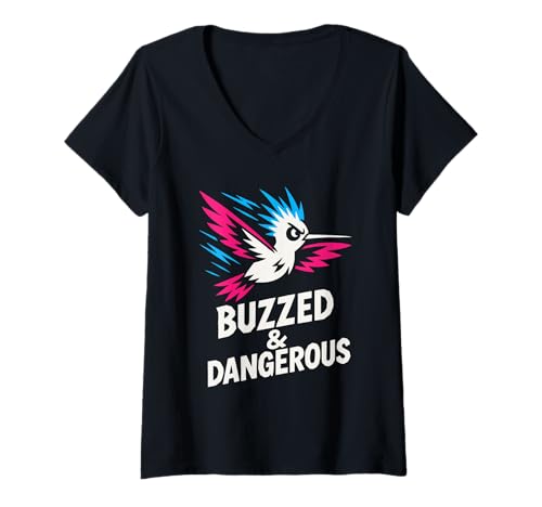 Damen Lustiger Kolibri-Meme, Kleiner Vogel, großer Energie, Nektar, Natur T-Shirt mit V-Ausschnitt Damen Lustiger Kolibri-Meme, Kleiner Vogel, großer Energie, Nektar, Natur T-Shirt mit V-Ausschnitt von Hummingbird Lover Gift Spiritual Bird Endurance