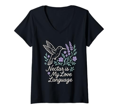 Damen Lustiger Kolibri-Meme, Kleiner Vogel, großer Energie, Nektar, Natur T-Shirt mit V-Ausschnitt Damen Lustiger Kolibri-Meme, Kleiner Vogel, großer Energie, Nektar, Natur T-Shirt mit V-Ausschnitt von Hummingbird Lover Gift Spiritual Bird Endurance