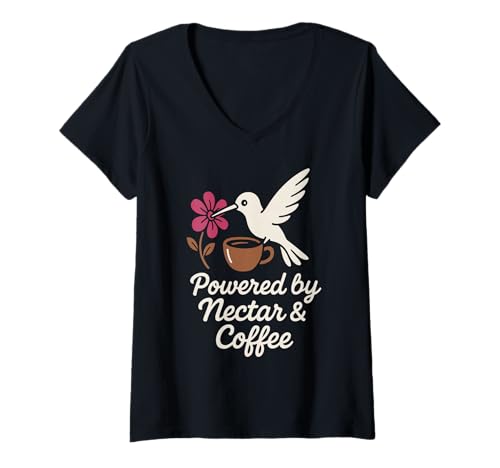 Damen Lustiger Kolibri-Meme, Kleiner Vogel, großer Energie, Nektar, Natur T-Shirt mit V-Ausschnitt Damen Lustiger Kolibri-Meme, Kleiner Vogel, großer Energie, Nektar, Natur T-Shirt mit V-Ausschnitt von Hummingbird Lover Gift Spiritual Bird Endurance