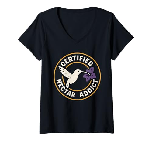 Damen Lustiger Kolibri-Meme, Kleiner Vogel, großer Energie, Nektar, Natur T-Shirt mit V-Ausschnitt Damen Lustiger Kolibri-Meme, Kleiner Vogel, großer Energie, Nektar, Natur T-Shirt mit V-Ausschnitt von Hummingbird Lover Gift Spiritual Bird Endurance