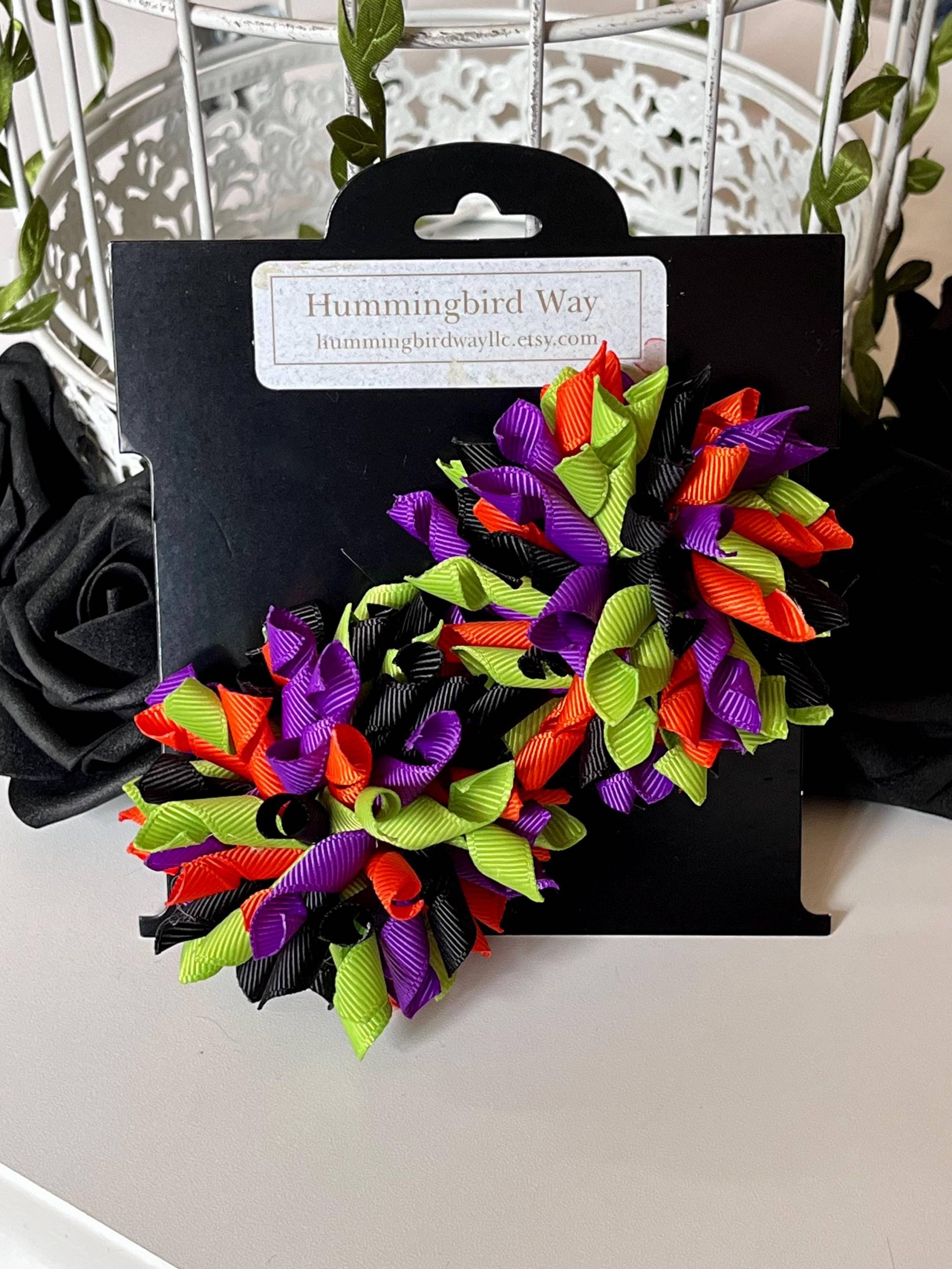 Halloween Korker Clip Set, Girl's Curly Ribbon Bögen, Orange Lila Grün Und Schwarz Halloween Korker Clip Set, Girl's Curly Ribbon Bögen, Orange Lila Grün Und Schwarz von HummingbirdWayLLC