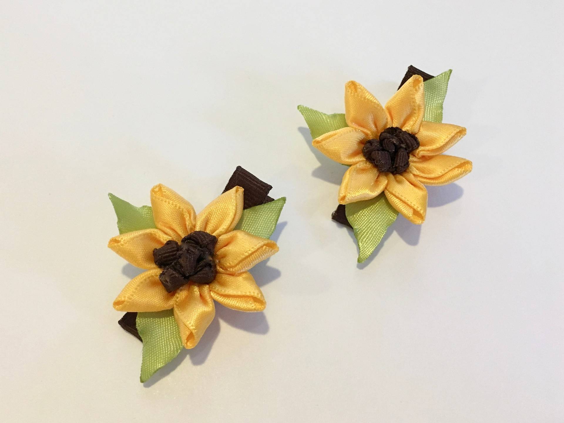 Sonnenblume Haarspangen Set Satinband Bögen, Krokoklemmen Sonnenblume Haarspangen Set Satinband Bögen, Krokoklemmen von HummingbirdWayLLC
