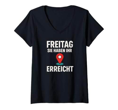 Damen Freitag Sprüche Lustiger Spruch Wochenende Feierabend T-Shirt mit V-Ausschnitt Damen Freitag Sprüche Lustiger Spruch Wochenende Feierabend T-Shirt mit V-Ausschnitt von Humor Arbeit Büro Lustige Sprüche Wochenende