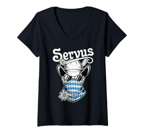 Damen Servus Trachten Herren Bayern Passend für Oktoberfest T-Shirt mit V-Ausschnitt Damen Servus Trachten Herren Bayern Passend für Oktoberfest T-Shirt mit V-Ausschnitt von Humor Bayern Dialekt Lustige Sprüche Bayrische