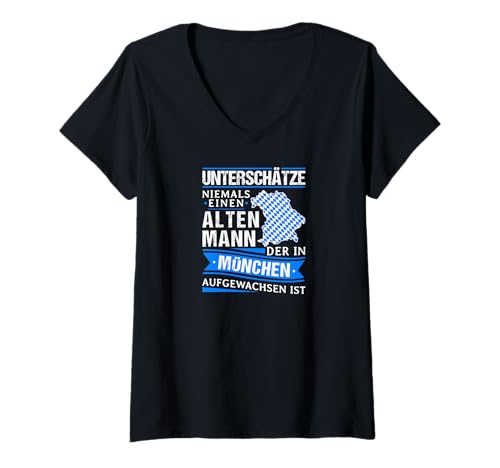 Damen Bayern Fahne Bayrisches Geschenk Bayrisch T-Shirt mit V-Ausschnitt von Humor Bayern Dialekt Lustige Sprüche