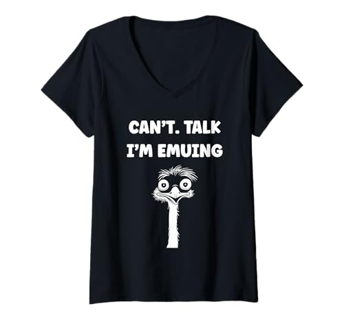 Damen Funny Animals Emus Bird Quote Can't I'm emu T-Shirt mit V-Ausschnitt Damen Funny Animals Emus Bird Quote Can't I'm emu T-Shirt mit V-Ausschnitt von Humor Bird Funny animals Emus simple emu