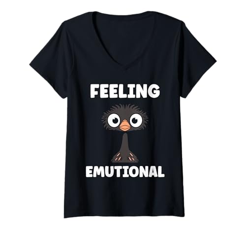 Damen Funny Animals Emus Bird Quote emotional Feeling emu T-Shirt mit V-Ausschnitt Damen Funny Animals Emus Bird Quote emotional Feeling emu T-Shirt mit V-Ausschnitt von Humor Bird Funny animals Emus simple emu