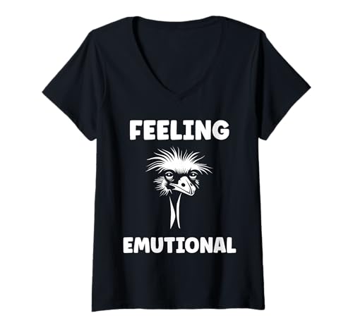 Damen Funny Animals Emus Bird Quote emotional Feeling emu T-Shirt mit V-Ausschnitt Damen Funny Animals Emus Bird Quote emotional Feeling emu T-Shirt mit V-Ausschnitt von Humor Bird Funny animals Emus simple emu