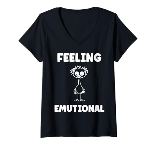 Damen Funny Animals Emus Bird Quote emotional Feeling emu T-Shirt mit V-Ausschnitt Damen Funny Animals Emus Bird Quote emotional Feeling emu T-Shirt mit V-Ausschnitt von Humor Bird Funny animals Emus simple emu
