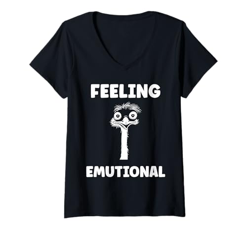 Damen Funny Animals Emus Bird Quote emotional Feeling emu T-Shirt mit V-Ausschnitt Damen Funny Animals Emus Bird Quote emotional Feeling emu T-Shirt mit V-Ausschnitt von Humor Bird Funny animals Emus simple emu