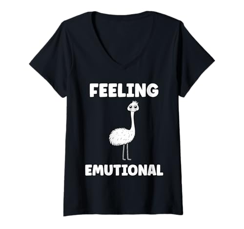 Damen Funny Animals Emus Bird Quote emotional Feeling emu T-Shirt mit V-Ausschnitt Damen Funny Animals Emus Bird Quote emotional Feeling emu T-Shirt mit V-Ausschnitt von Humor Bird Funny animals Emus simple emu