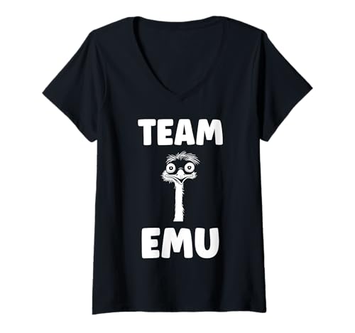 Damen Funny Animals Emus Minimalist Bird Simple Team emu T-Shirt mit V-Ausschnitt Damen Funny Animals Emus Minimalist Bird Simple Team emu T-Shirt mit V-Ausschnitt von Humor Bird Funny animals Emus simple emu