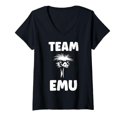 Damen Funny Animals Emus Minimalist Bird Simple Team emu T-Shirt mit V-Ausschnitt Damen Funny Animals Emus Minimalist Bird Simple Team emu T-Shirt mit V-Ausschnitt von Humor Bird Funny animals Emus simple emu