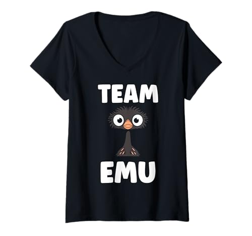 Damen Funny Animals Emus Minimalist Bird Simple Team emu T-Shirt mit V-Ausschnitt Damen Funny Animals Emus Minimalist Bird Simple Team emu T-Shirt mit V-Ausschnitt von Humor Bird Funny animals Emus simple emu