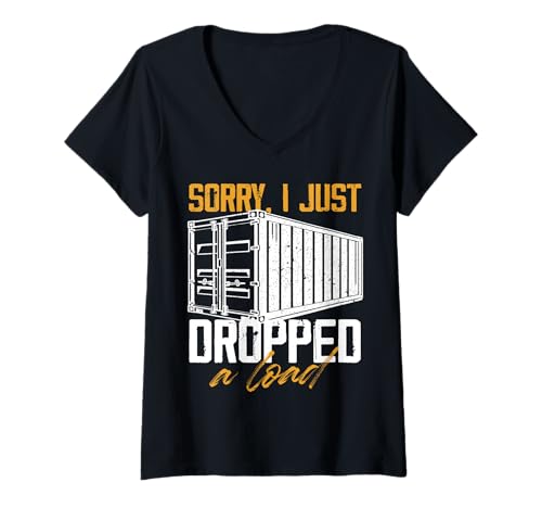 Damen Sorry I Just Drop A Load Design T-Shirt mit V-Ausschnitt Damen Sorry I Just Drop A Load Design T-Shirt mit V-Ausschnitt von Humor Cargo Designs