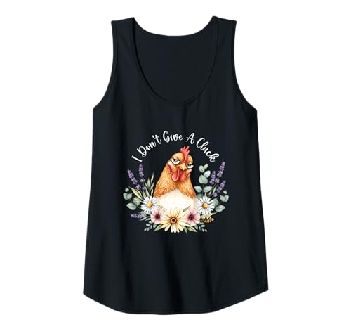 Damen I Don't Give A Cluck Funny Chicken Attitude Pun Sassy Floral Tank Top von Humor Chicken I Don't Give A Cluck Tees & Gifts