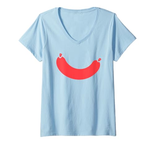 Damen Lustige Lebensmittel-Grillwurst. Niedliche einfache Wurst T-Shirt mit V-Ausschnitt Damen Lustige Lebensmittel-Grillwurst. Niedliche einfache Wurst T-Shirt mit V-Ausschnitt von Humor Essen Lustige Wurst