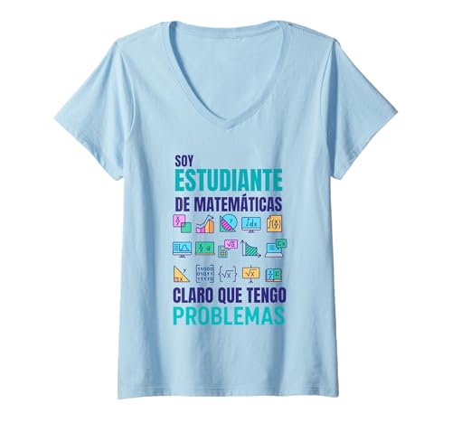Damen Student Mathematik Humor Probleme Spaß T-Shirt mit V-Ausschnitt Damen Student Mathematik Humor Probleme Spaß T-Shirt mit V-Ausschnitt von Humor Estudiante Matemáticas Ciencia Geek