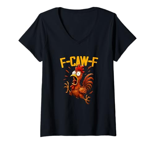 Damen F-Caw-F Rooster Meme Funny Chicken T-Shirt mit V-Ausschnitt Damen F-Caw-F Rooster Meme Funny Chicken T-Shirt mit V-Ausschnitt von Humor F-Caw-F Chiken Meme