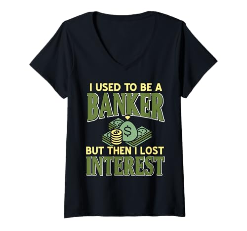 Damen Früher Banker Heute Kein Interesse Mehr T-Shirt mit V-Ausschnitt Damen Früher Banker Heute Kein Interesse Mehr T-Shirt mit V-Ausschnitt von Humor Für Geld Und Bankenliebhaber