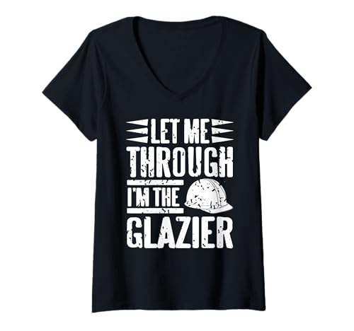 Damen Mach Platz Ich Bin Der Glaser Baustellenwitz T-Shirt mit V-Ausschnitt Damen Mach Platz Ich Bin Der Glaser Baustellenwitz T-Shirt mit V-Ausschnitt von Humor Für Glasprofis und Handwerker