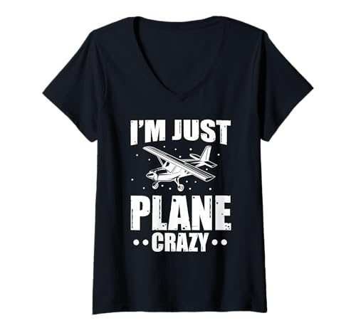 Damen Ich Bin Einfach Flugverrückt Lustiger Fliegergag T-Shirt mit V-Ausschnitt Damen Ich Bin Einfach Flugverrückt Lustiger Fliegergag T-Shirt mit V-Ausschnitt von Humor Für Kleine Flugzeug-Fans und Nerds