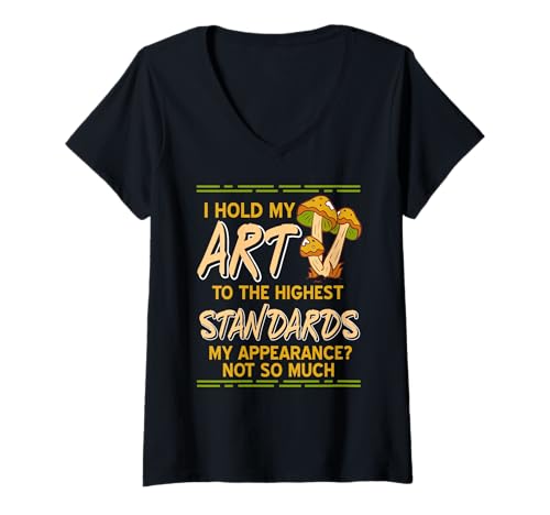 Damen Lustiger Spruch Kreative Standards Chaos Persönlichkeit T-Shirt mit V-Ausschnitt von Humor Für Skizzierer Introvertierte Kreativköpfe