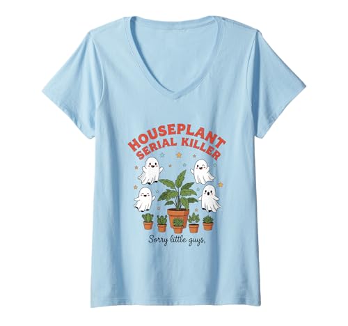 Damen Zimmerpflanzen-Serienmörder Sorry Guys T-Shirt mit V-Ausschnitt Damen Zimmerpflanzen-Serienmörder Sorry Guys T-Shirt mit V-Ausschnitt von Humor Ghost Plants Serial Joke Fun