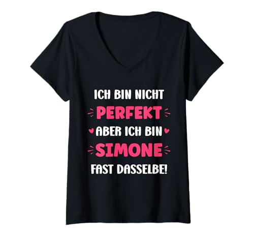 Damen Ich bin nicht perfekt, aber ich bin Simone T-Shirt mit V-Ausschnitt Damen Ich bin nicht perfekt, aber ich bin Simone T-Shirt mit V-Ausschnitt von Humor Idee Lustig Name Simone Personalisierte