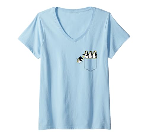 Damen Penguin Pocket Cute Diving Penguin Funny Animal Lover Kids T-Shirt mit V-Ausschnitt Damen Penguin Pocket Cute Diving Penguin Funny Animal Lover Kids T-Shirt mit V-Ausschnitt von Humor Penguin Pocket Diving Vintage Men Women Kids