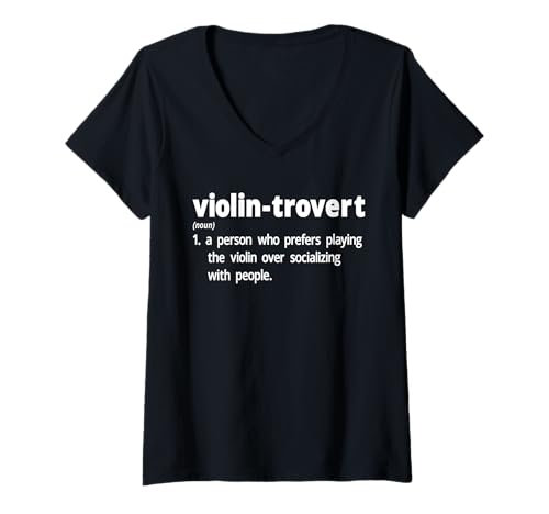 Damen Violintrovert Violin Humor Definition Introvert T-Shirt mit V-Ausschnitt Damen Violintrovert Violin Humor Definition Introvert T-Shirt mit V-Ausschnitt von Humor Sarkastische Witze Kleidung Introvertierte