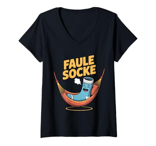 Damen Faule Socke Hängematte Lustig Faulenzer Humor T-Shirt mit V-Ausschnitt Damen Faule Socke Hängematte Lustig Faulenzer Humor T-Shirt mit V-Ausschnitt von Humor Spruch Faule Socke Hängematte Chill