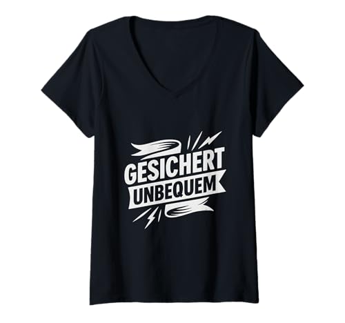 Damen Lustiger Spruch Gesichert Unbequem Meinung T-Shirt mit V-Ausschnitt Damen Lustiger Spruch Gesichert Unbequem Meinung T-Shirt mit V-Ausschnitt von Humor Sprüche für Starke Persönlichkeiten