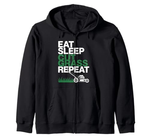 Eat Sleep Cut Grass Repeat Lawn Mowing Spruch Papa Frauen Männer Kapuzenjacke von Humor Yard Work Routine Retro Landscaping Father