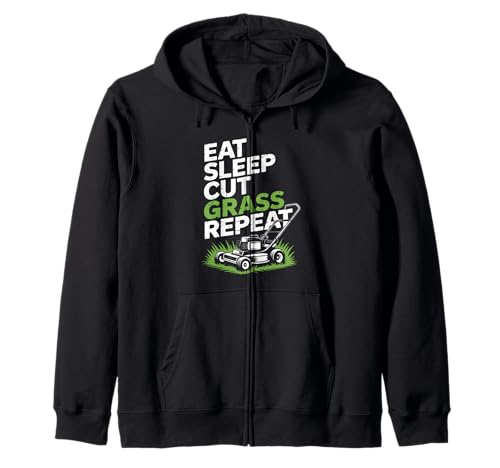 Eat Sleep Cut Grass Repeat Lawn Mowing Spruch Papa Frauen Männer Kapuzenjacke von Humor Yard Work Routine Retro Landscaping Father