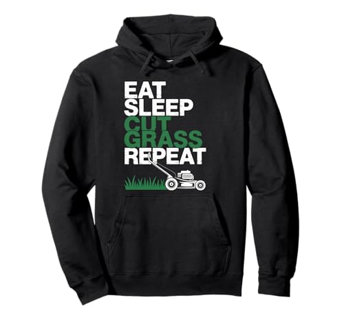 Eat Sleep Cut Grass Repeat Lawn Mowing Spruch Papa Frauen Männer Pullover Hoodie von Humor Yard Work Routine Retro Landscaping Father