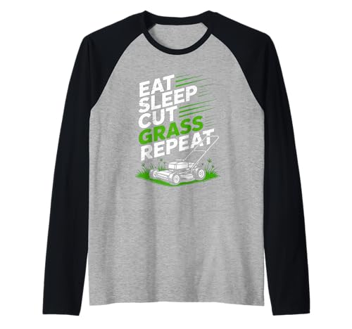Eat Sleep Cut Grass Repeat Lawn Mowing Spruch Papa Frauen Männer Raglan von Humor Yard Work Routine Retro Landscaping Father