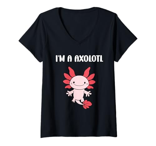 Damen Small animals axolotl funny minimalist simple i'm a axolotl T-Shirt mit V-Ausschnitt Damen Small animals axolotl funny minimalist simple i'm a axolotl T-Shirt mit V-Ausschnitt von Humor animals axolotl simple axolotl