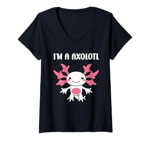 Damen Small animals axolotl funny minimalist simple i'm a axolotl T-Shirt mit V-Ausschnitt Damen Small animals axolotl funny minimalist simple i'm a axolotl T-Shirt mit V-Ausschnitt von Humor animals axolotl simple axolotl
