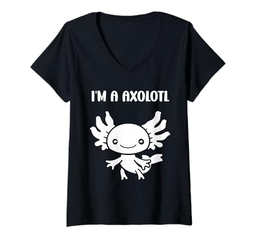 Damen Small animals axolotl funny minimalist simple i'm a axolotl T-Shirt mit V-Ausschnitt Damen Small animals axolotl funny minimalist simple i'm a axolotl T-Shirt mit V-Ausschnitt von Humor animals axolotl simple axolotl