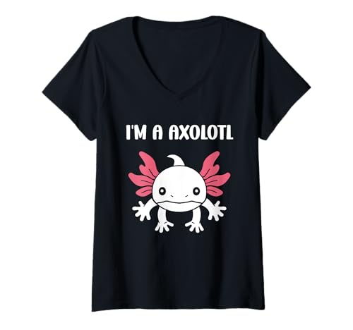 Damen Small animals axolotl funny minimalist simple i'm a axolotl T-Shirt mit V-Ausschnitt Damen Small animals axolotl funny minimalist simple i'm a axolotl T-Shirt mit V-Ausschnitt von Humor animals axolotl simple axolotl