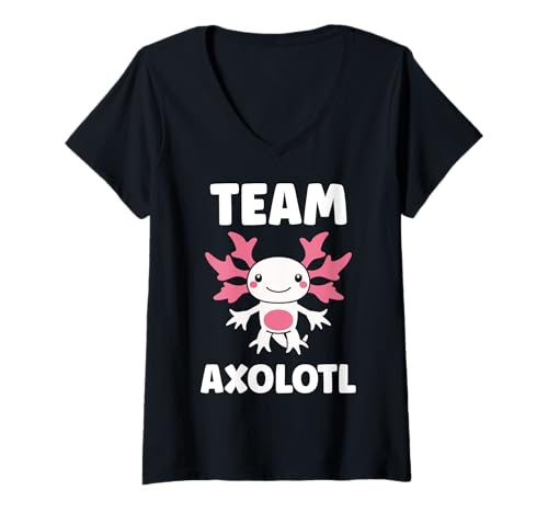 Damen Small animals axolotl funny minimalist simple team axolotl T-Shirt mit V-Ausschnitt Damen Small animals axolotl funny minimalist simple team axolotl T-Shirt mit V-Ausschnitt von Humor animals axolotl simple axolotl