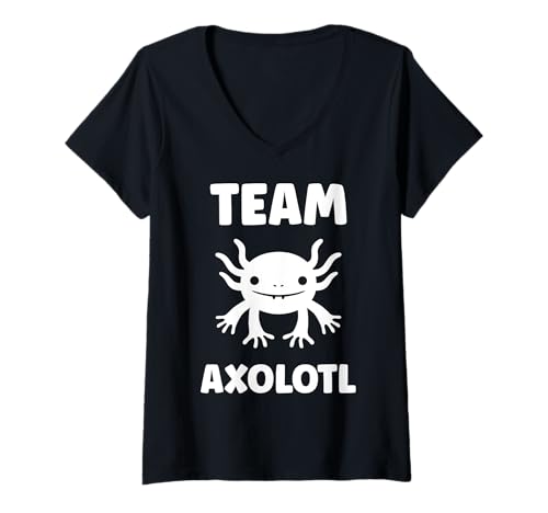 Damen Small animals axolotl funny minimalist simple team axolotl T-Shirt mit V-Ausschnitt Damen Small animals axolotl funny minimalist simple team axolotl T-Shirt mit V-Ausschnitt von Humor animals axolotl simple axolotl